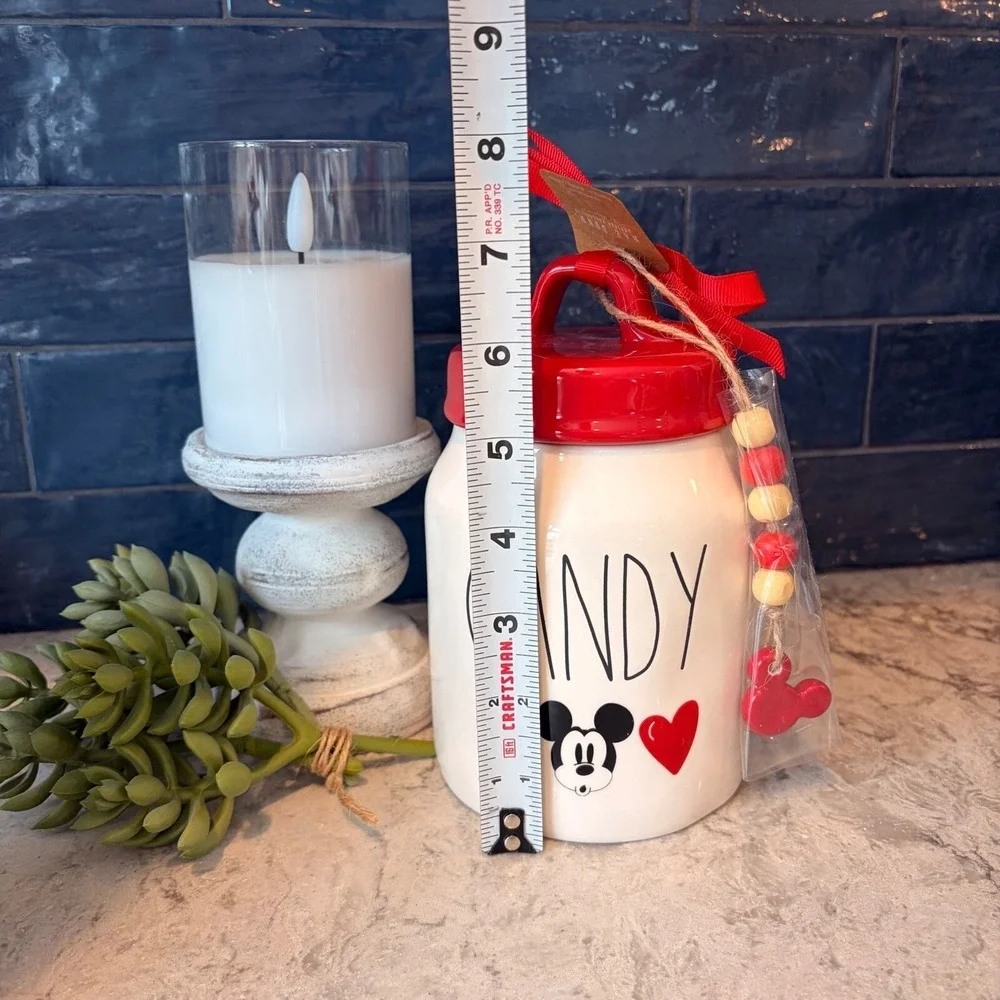 DISNEY Rae Dunn MICKEY CANDY Canister White Red Farmhouse Artisan Collection NWT